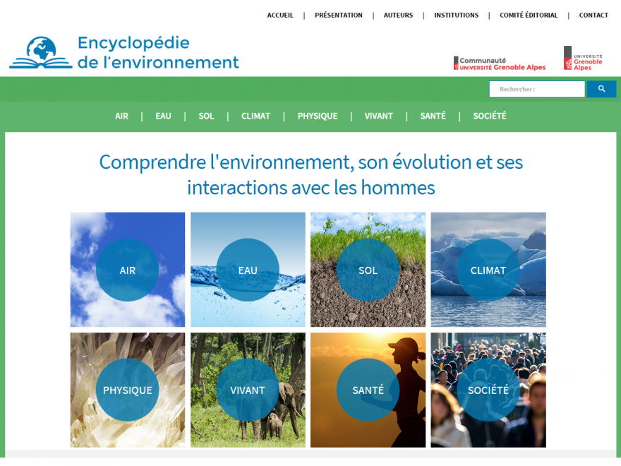 Page d’accueil du site de l'encyclopédie environnement, nature isère