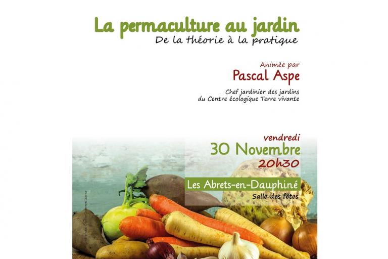 Affiche conférence sur la permaculture du Pic vert et Terre vivante sur nature isère