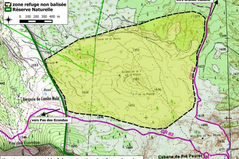 La zone de refuge du tétras-lyre sur les Hauts-Plateaux du Vercors, parc naturel régional du Vercors