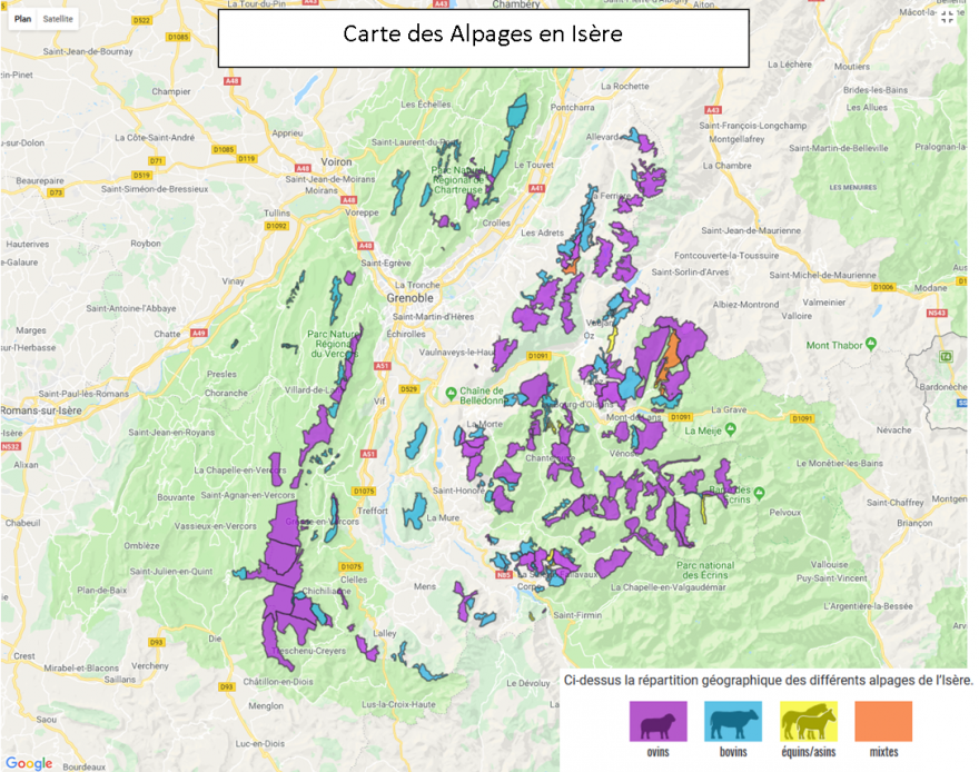 Carte des alpages de l'Isère, Fédération des Alpages