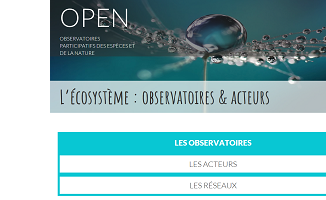 Capture écran de la page d'accueil du portail national OPEN sur nature isère