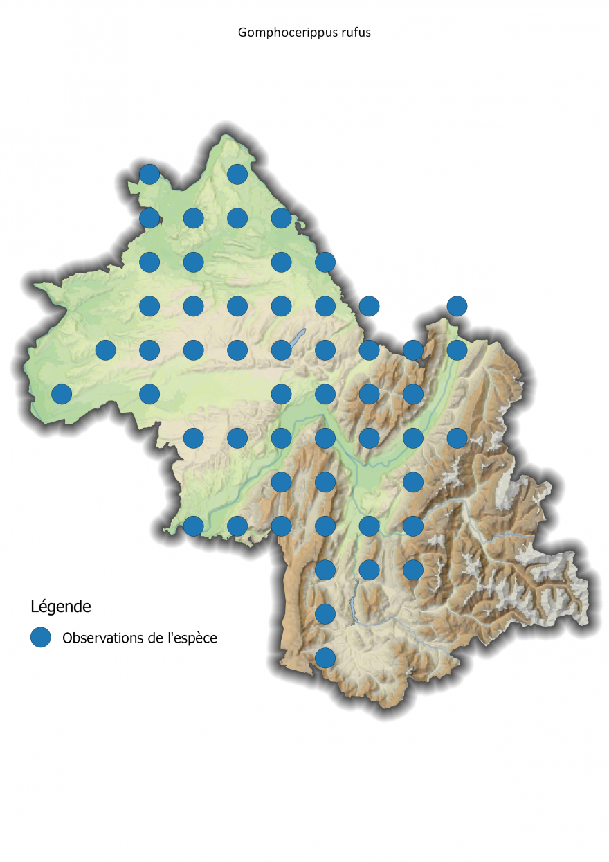 Carte de répartition du Gomphocère roux en Isère, Nature Isère