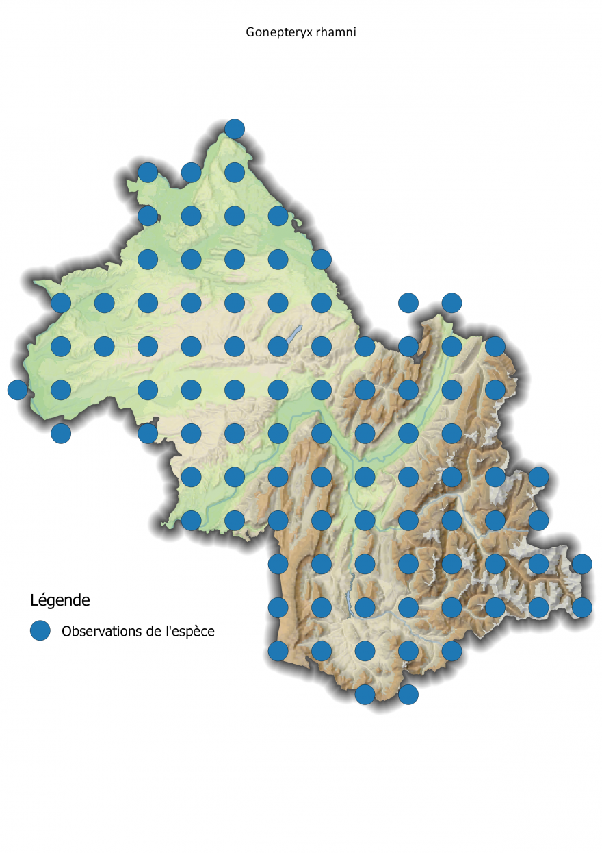 Carte de répartition du Citron en Isère, Nature Isère