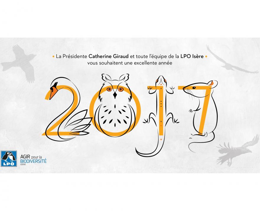 Carte de vœux de la Ligue pour la protection des oiseaux (LPO Isère)