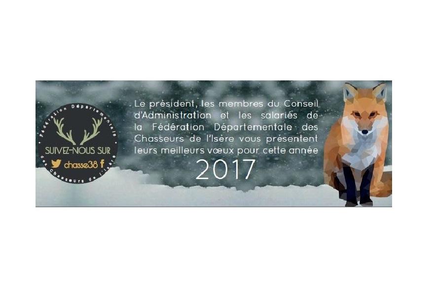 Carte de vœux de la Fédération départementale des chasseurs de l'Isère (FDCI)